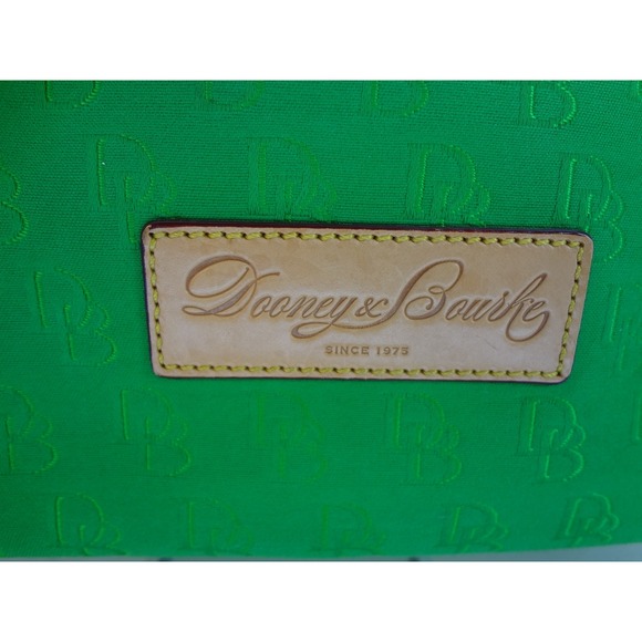 Dooney & Bourke Emerald Green Canvas Leather Trim Tote Bag w luggage tag - Picture 5 of 10